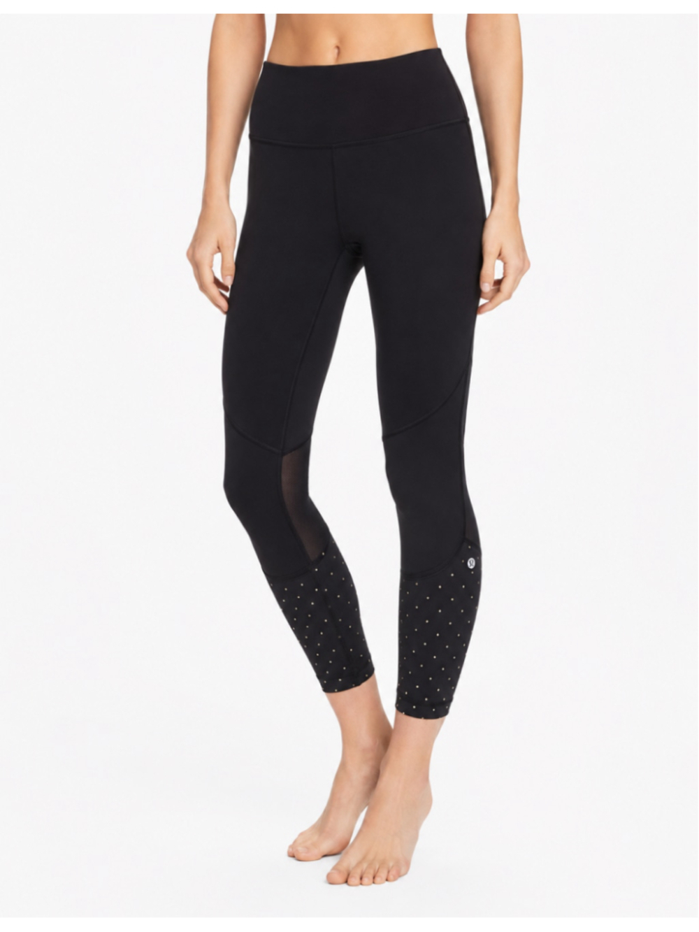 Lululemon Pedal to the Medal Leggings Black Gold Rare Collectible Sz 4 EUC